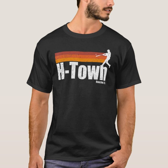 Camiseta H Town Houston City Texas Baseball Stripes (Frente)