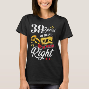 Camiseta Há 39 Anos Que A Sra. Sempre Engraçada Casais Ann