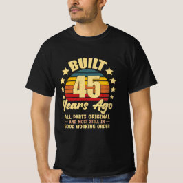 Camiseta Há 45 Anos Todas as Peças Originais Aniversário de