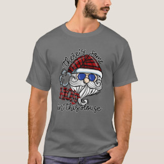 Camiseta Há alguns HOS nesta Casa Xadrez Papai Noel C