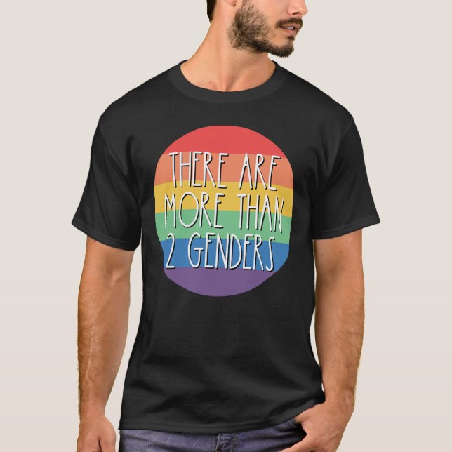 Camiseta Há Mais De 2 Gêneros De Rainbow LGBTQ (Frente)