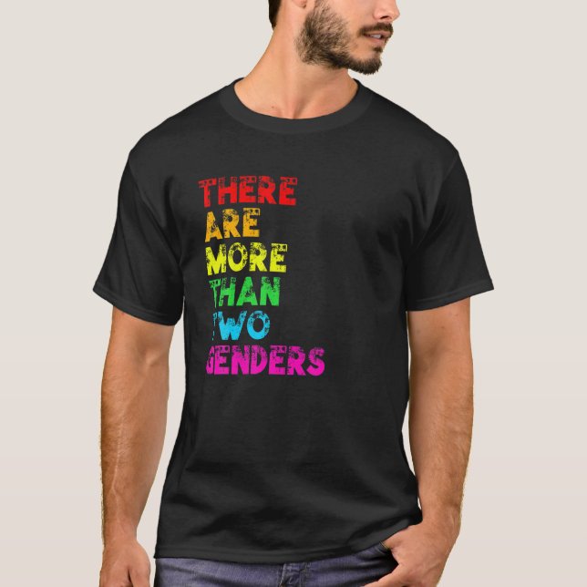 Camiseta Há Mais De Dois Sexos De LGBTQ Rainbow Fla (Frente)