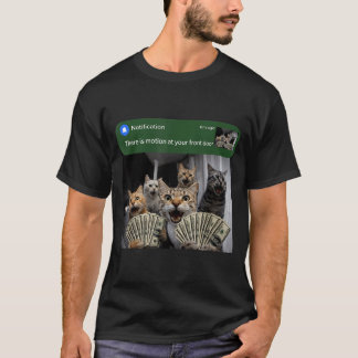 Camiseta Há movimento na porta da frente gato engraçado mov
