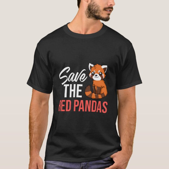 Camiseta Habitat do Animal Panda Vermelho Cauda (Frente)