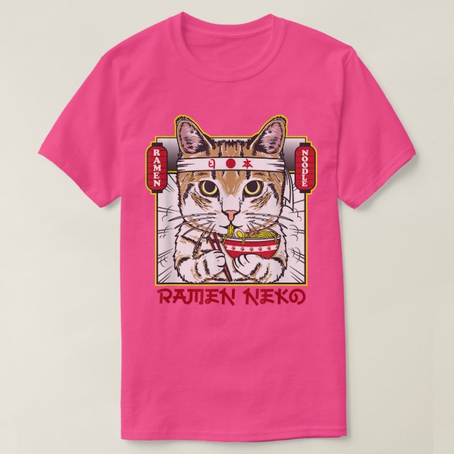 Camiseta Hachimaki Neko Ramen Cat Com Determinação (Frente do Design)
