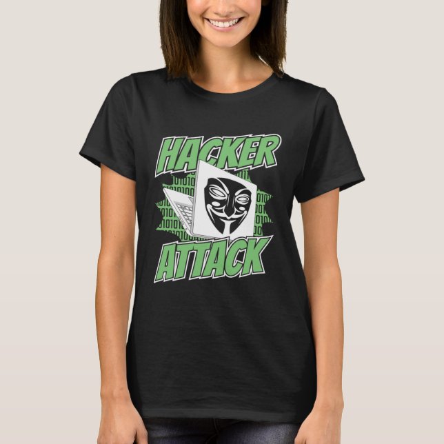 Camiseta Hacker Attack White Hat Black Hat Ethical Hacking  (Frente)