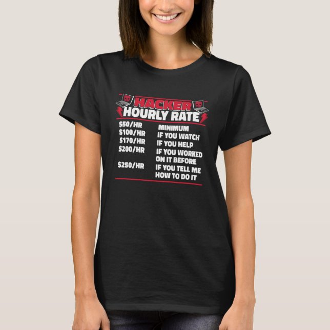 Camiseta Hacker Hourly Rate Ethical Hacking White Hat Hacke (Frente)
