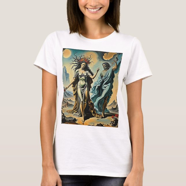 Camiseta Hades e Perséfone descendo no mural (Frente)