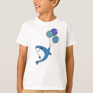 Camiseta Hai Peixe Voa Com Balões Animais Doce Tubarão