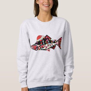 Camiseta Haida Salmon Spirit Animal Com Luzes De Natal