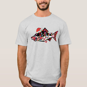 Camiseta Haida Salmon Spirit Animal Com Luzes De Natal