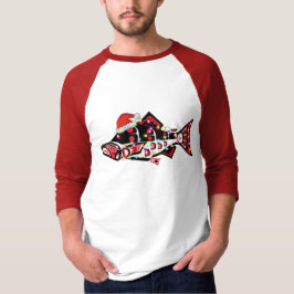 Camiseta Haida Salmon Spirit Animal Com Luzes De Natal