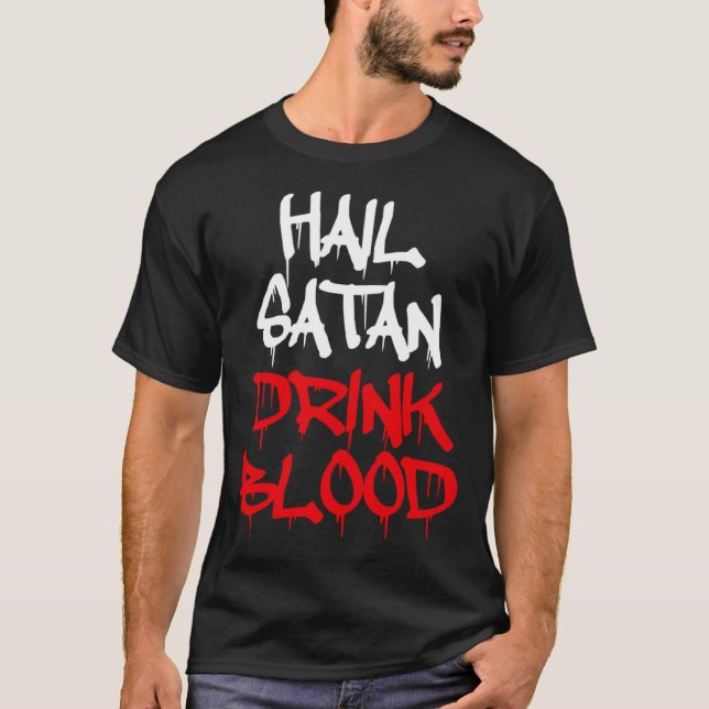 Camiseta Hail Satan Drink Blood (Frente)