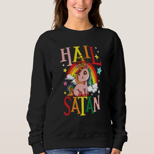 Camiseta Hail Satan Unicorn Rainbow (Frente)