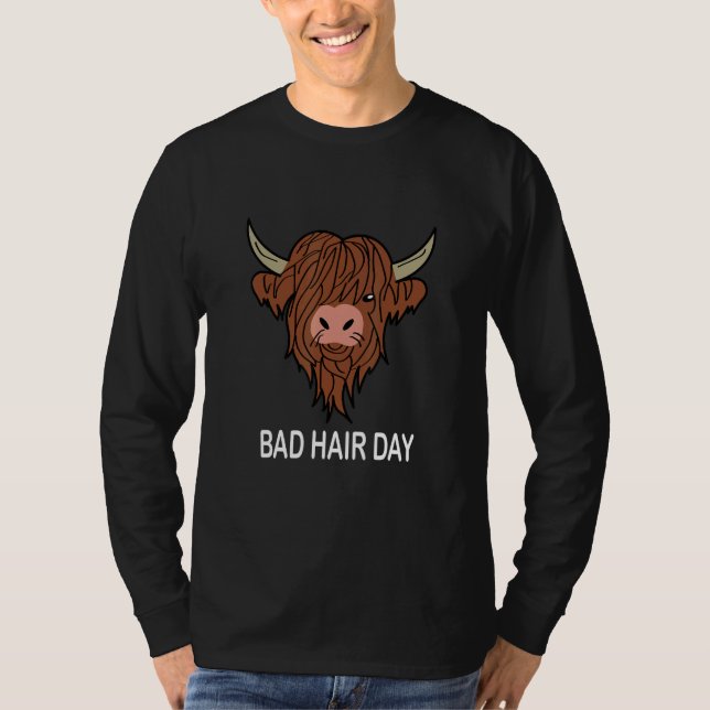 Camiseta Hair Day Bull Bad Hairstyle Cotação Humor Barber (Frente)