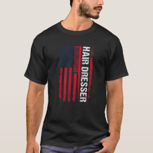 Camiseta Hair Dresser American Flag Salon Hairstylist Barbe