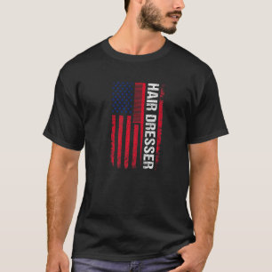 Camiseta Hair Dresser American Flag Salon Hairstylist Barbe