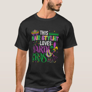 Camiseta Hair Stylist ama Mardi Gras Costume Miçangas masca