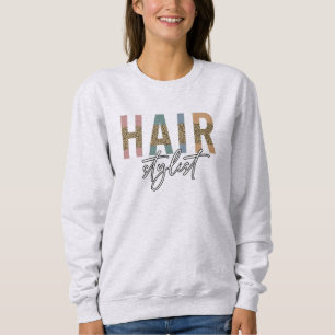 Camiseta Hair Stylist Cheetah Typografia Hairdresser Gift
