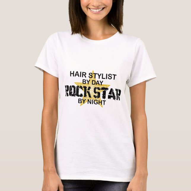 Camiseta Hair Stylist Rock Star por Noite (Frente)