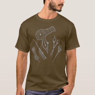 Camiseta Hair Stylist Salon Apron Rhinestone Scissone Comb