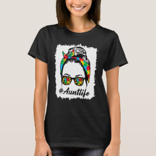 Camiseta Hairbun Quebra-cabeça óculos de sol tia Life Autis