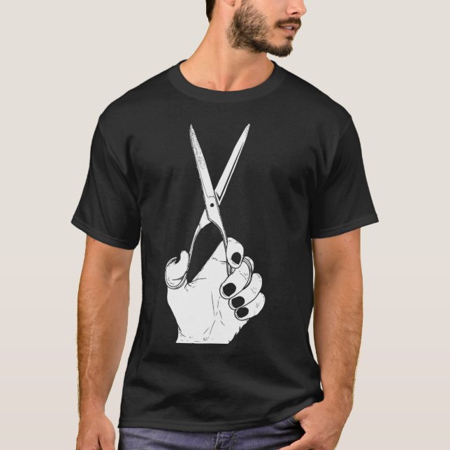 Camiseta HairDresser Hand Scissor Beautician Cool Hair (Frente)