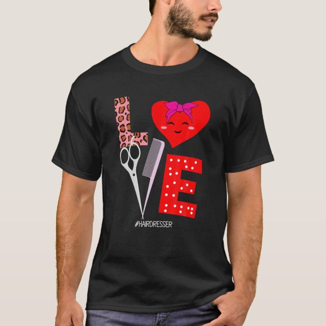 Camiseta Hairdresser LOVE Scisso, Dia de os namorados de Ha (Frente)