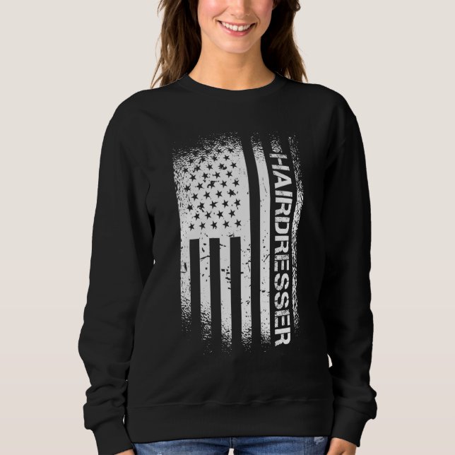 Camiseta Hairdresser Patriótico com Bandeira Americana (Frente)