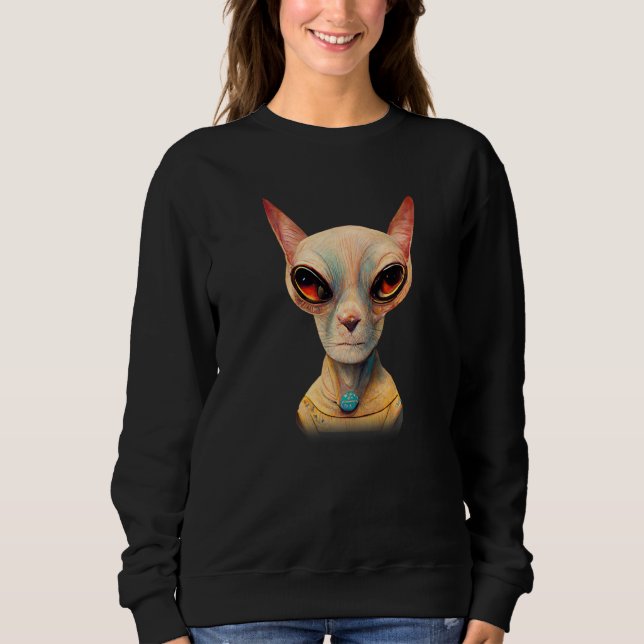 Camiseta Hairless Sphynx Cat Alien UFO Portrait   (Frente)