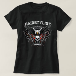 Camiseta Hairstylist Eagle Skull Combs And Scissors Design