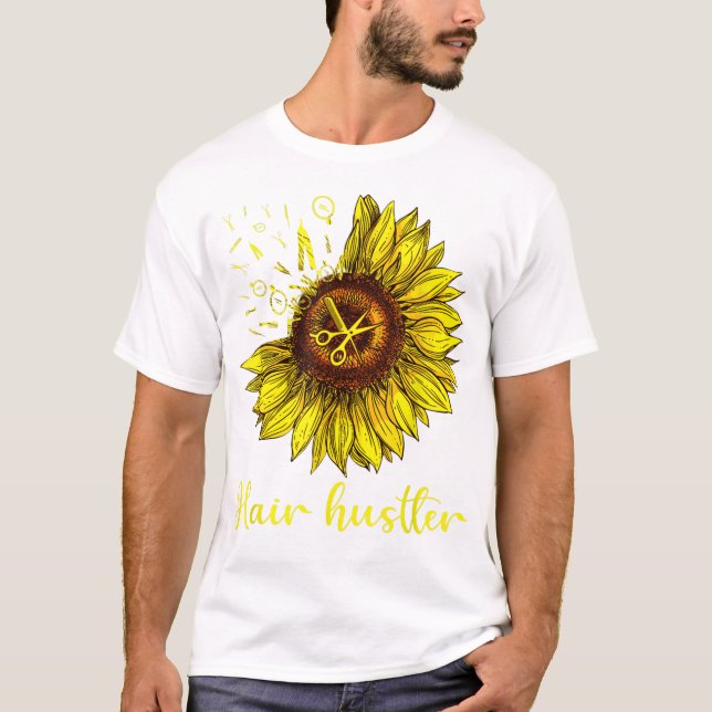 Camiseta Hairstylist Hair Hustler Shirt Rua Girassol Presen (Frente)
