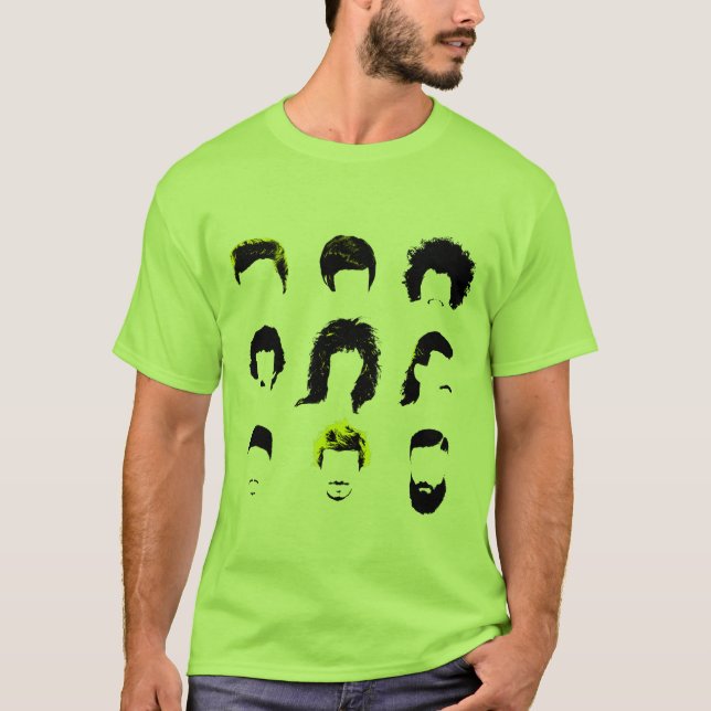 Camiseta Hairvolution - evolução dos penteados dos homens (Frente)