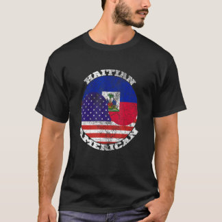 Camiseta Haiti e a bandeira americana Half Haitian Half Ame