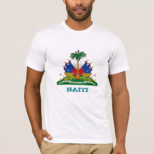 Camiseta Haiti e Casacos haitianos de armas, moda de bandei (Frente)