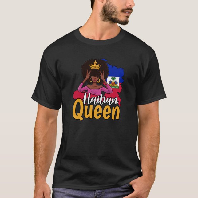Camiseta Haiti Haitian Love Flag Proud Woman Princess Crown (Frente)