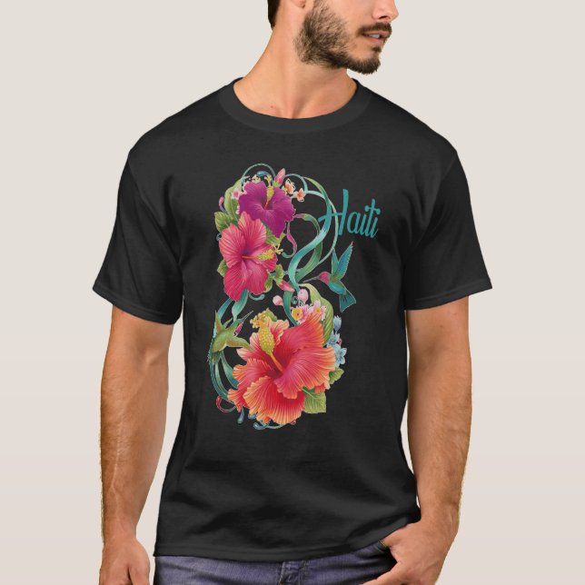 Camiseta Haiti National Flower Hibiscus Birds Lakay (Frente)