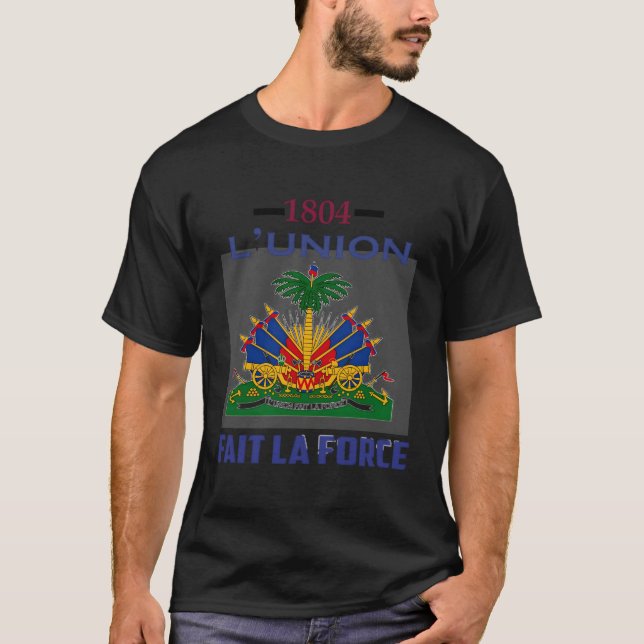 Camiseta Haitian Flag 1804 L'Union Fait La Force (Frente)