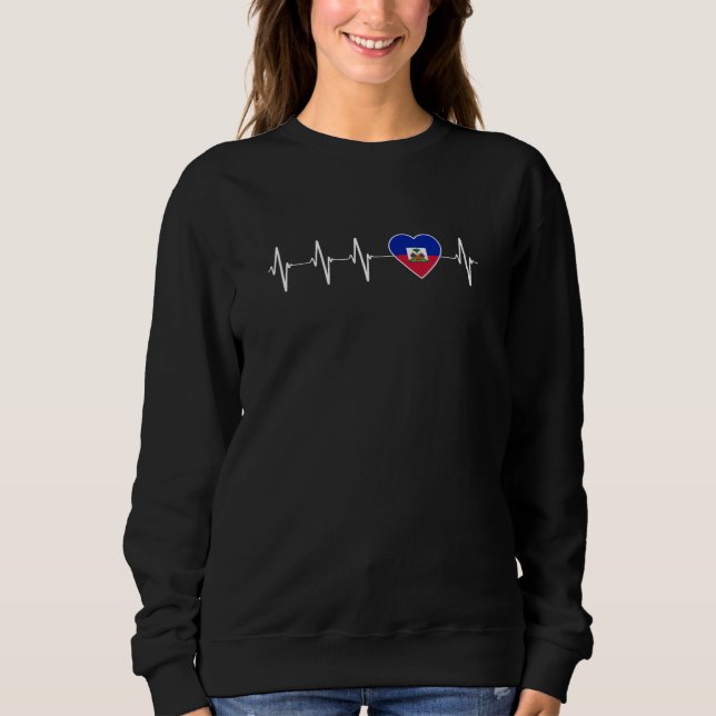 Camiseta Haitiana Heartbeat I Love Haiti Flag Heart Pride (Frente)