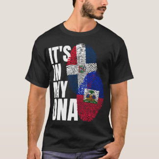 Camiseta Haitiano E Dominicano Mix DNA Flag Heritage Pullov