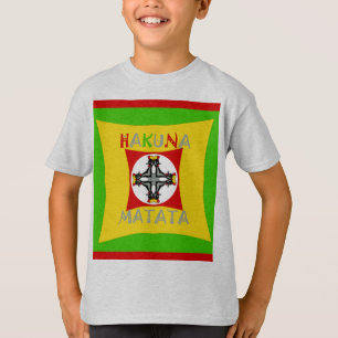 Camiseta Hakuna Matata Rasta Cor Vermelha Ouro Verde