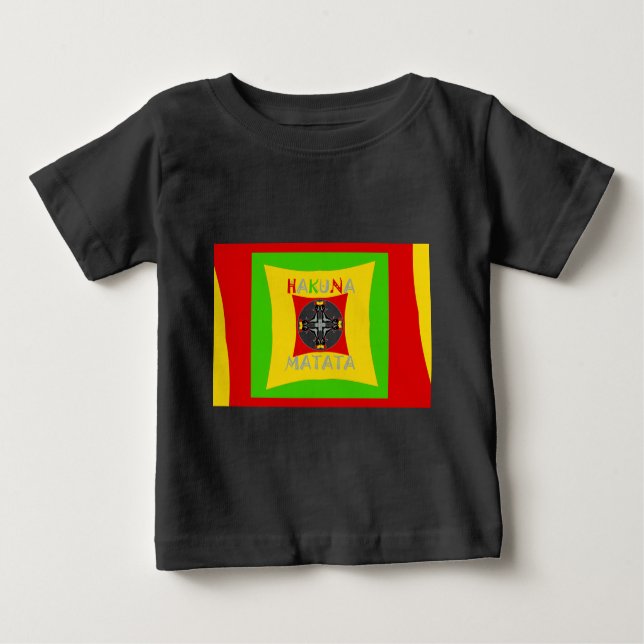 Camiseta Hakuna Matata Rasta Cor Vermelha Ouro Verde (Frente)