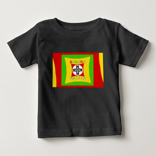Camiseta Hakuna Matata Rasta Cor Vermelha Ouro Verde (Frente)