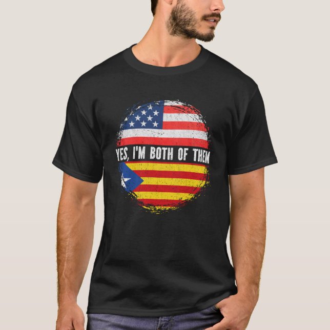 Camiseta Half American Catalan EUA Flag Catalonia (Frente)