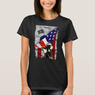 Camiseta Half American Flag Coreano ROOTS USA Flag South Ko