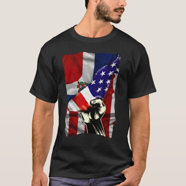Camiseta Half American Flag Dominican ROOTS USA Flag Dom Re (Frente)