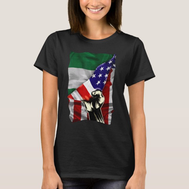 Camiseta Half American Flag Nigerian ROOTS USA Flag Nigeria (Frente)
