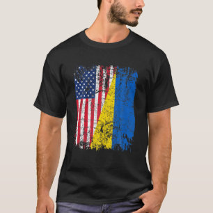 Camiseta Half American Flag Ukraine Ukrainian Lover Retro V
