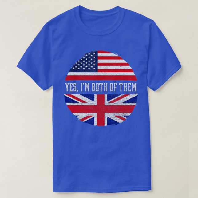 Camiseta Half American Half British USA Flag Reino Unido (Frente do Design)
