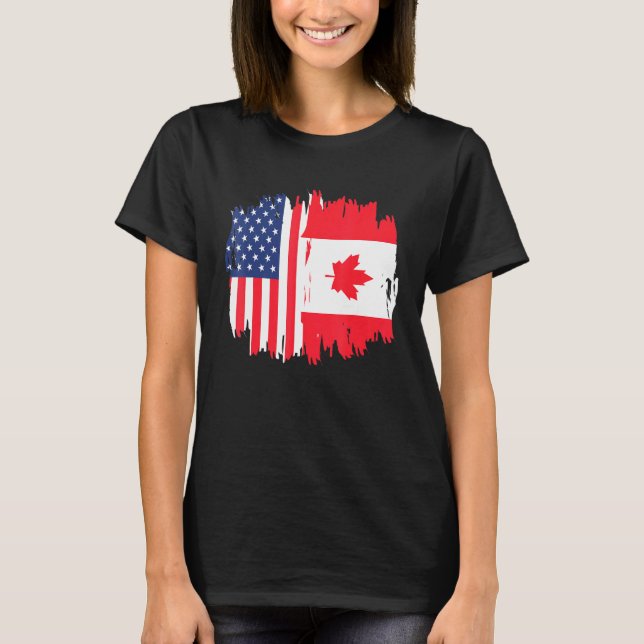 Camiseta Half American Half Canadian Roots America Canada F (Frente)